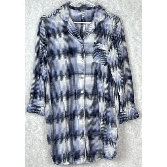 Sonoma Other - Sonoma Medium Long Sleeve Plaid Button Down Night Gown Purple White Black